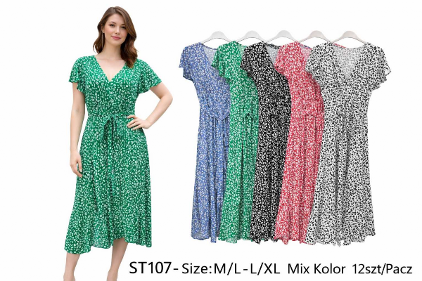 Sukienki damskie Roz M/L-L/XL,  Mix Kolor .Paczka 12 szt